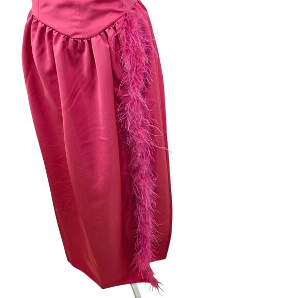 NWT WeWoreWhat Duchess Satin Corset Feather Trim Maxi Gown Dress Size 2 - Picture 7 of 9